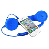 Universal MiniSuit Retro Headset/Handset Ear phone for iPhone, iPad, Blackberry, and Androids - Soft Touch - Blue