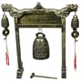 S24C2 Asian / Oriental Feng Shui Zen ~ Dragon Desktop Brass Windbell ~ Gong