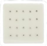 .925 Sterling Silver Nose Stud in Prong Set - 1.8mm Clear CZ - Straight - Set of 20