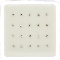 .925 Sterling Silver Nose Stud in Prong Set - 1.8mm Clear CZ - Straight - Set of 20