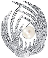 White Pearl Win brooch with Rhinestones Crystals