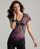Style&co. Paisley-Print Short-Sleeved Top with Studded Trim