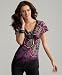 image and picture of Style&co. Paisley-Print Short-Sleeved Top with Studded Trim
