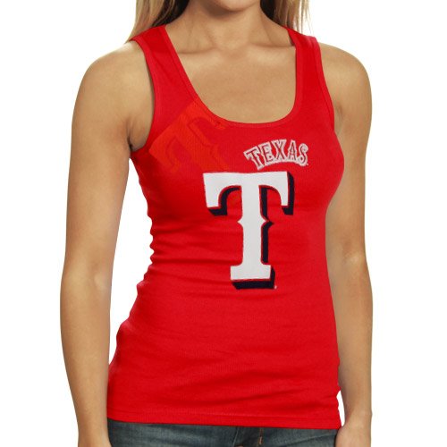 Majestic Texas Rangers Ladies Red Pearl Tank Top (X-Large)