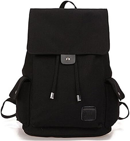 Ecokaki(TM) Vintage Canvas Shoulder Bag Laptop Backpack Rucksack for College School Travel Daypack, Black