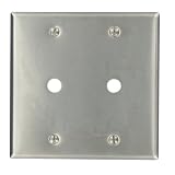 Leviton 84062-40 2-Gang .406-Inch Hole Device Telephone/Cable Wallplate, 302 Stainless Steel, Box Mount, Stainless Steel