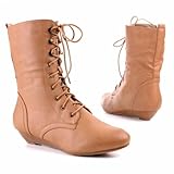 Damen Schuhe, STIEFELETTEN, SCHNÜR BOOTS, 9623, Synthetik in hochwertiger Leder Optik, Camel, Gr 37