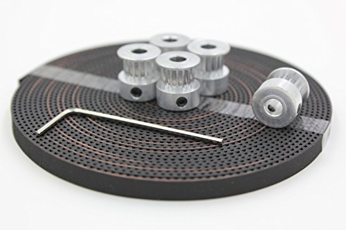 Funnytrue 5 PCS GT2 Pulleys 16 Teeth Bore 5mm & 5 Meters GT2 Belt for 3D Printer Reprap Mendel Prusa