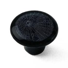Spiders Web Decorative High Gloss Black Ceramic Drawer Knob
