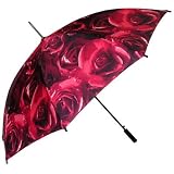 Ladies Fulton Red Roses Automatic Walking Umbrella