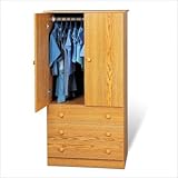 White Finish 3 Drawer Junior Wardrobe Bedroom Armoire
