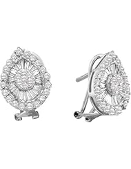 1.27ctw Round & Baguette Cut Diamond Flower Earrings