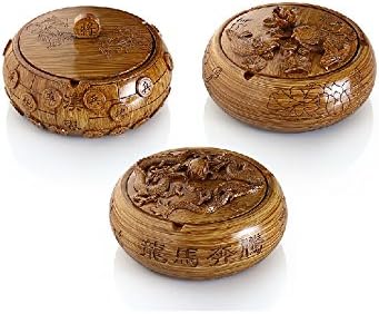 FENG SHUI Traditional carving craft Lucky Charm Ancient I CHING Coins Ashtray with cover #3
