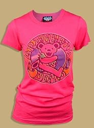 Junk Food The Grateful Dead Owsley Stanley Bear Flash Pink Juniors/Ladies T-Shirt Tee