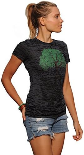 Think Positive Apparel Dancing Tree Women's Burnout T-Shirt, Black, M FBA