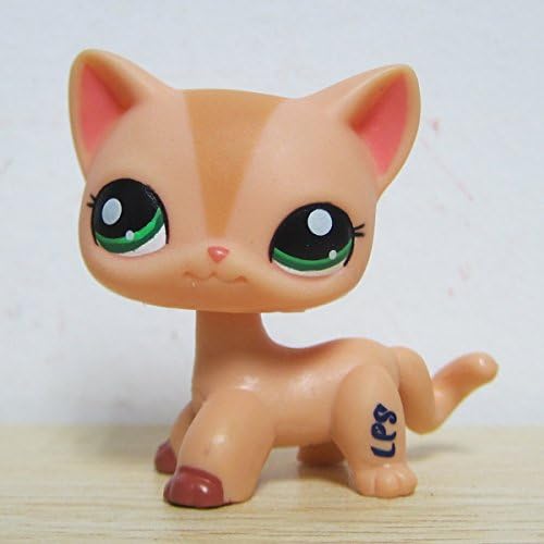 Bes88 Littlest Pet Shop Collection LPS Green Eye Short Hair Kitty Stripe Cat Toy