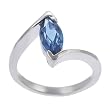 Sterling Silver Genuine Blue Topaz Marquise Cut Solitarie Ring
