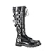 GRAVEL-20 20 Eyelet 5 Strap Steel Toe Black Leather Knee Boot