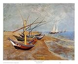 IMAGE OF Fishing Boats on the Beach, Saintes-Maries-De-La-Mer, c.1888 Finest LAMINATED Print Vincent Van Gogh 22x19