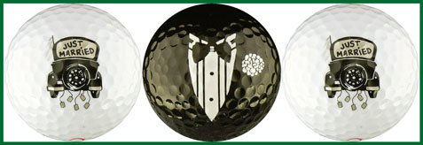 Just Married with Antique Car Golf Ball Set