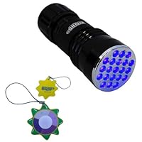 HQRP Urine Detector UV Blacklight Flashlight 21 LED with 380 nm Wavelength plus HQRP UV Tester