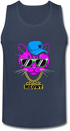 CeaZoly Men's Check Meowt Bling Funny Tank Top Royal Blue M