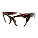 Tortoise High Fashion Runway Croped Exposed Lens Cat Eye Glasses
