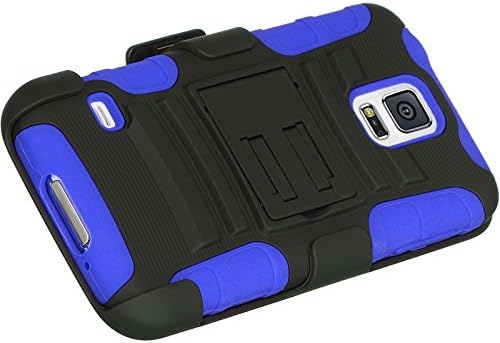 Samsung Galaxy S5 Blue Combo Stand and Holster Armor Protective Case with 2 Stylus Pen, Screen Protector