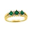 14K Yellow Gold Emerald and Diamond Ring/Anniversary Band