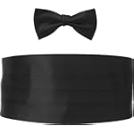 SAVE $10 - Perry Ellis 100% Silk Black Cummerbund and Bow Tie Set - One Size $39.99