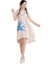 Cotton/Linen General Print Vintage Maxi Dress 