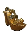 LANVIN Strap Platform Sandal in Gold Metallic