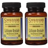 Swanson Ultra Lithium Orotate 5mg Elemental Lithium -- 2 Bottles each of 60 Veggie Capsules
