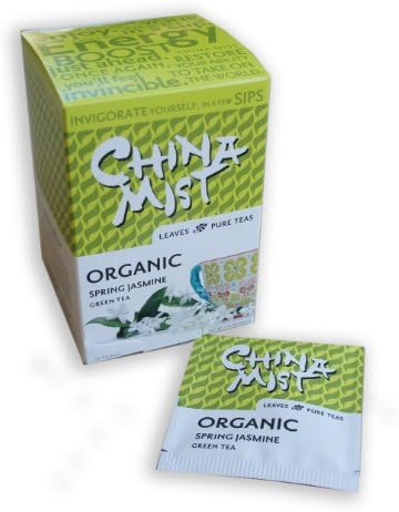 China Mist Leaves Pure Teas Organic Spring Jasmine Green Tea Bags - 25 CT
