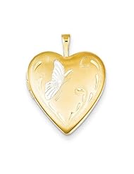 Genuine .925 14K Gold Filled Two-Color 2-Frame Butterfly Heart Locket 3.1 Grams. 100% Satisfaction Guaranteed.