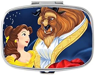 Beast Beauty - Disney Pattern Custom Fashion Style Stainless Steel Rectangle Pill Box Pill Case Vitamins Organizer or Jewelry Box,Coin Purse