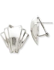 14k White Gold Polished Fancy Omega Back Post Earrings. Metal Wt- 6.07g