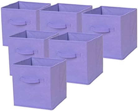 Khandro Fabric Bins Storage Cubes Closet Organizer Drawers, Purple (Set of 6)