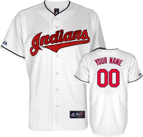 Cleveland Indians Majestic Youth -Personalized With Your Name- Home White Replica Jersey