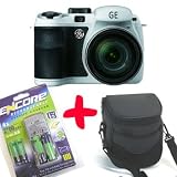 eHome Bundle: GE X5 White Digital Camera +Ni-Mh Batteries +Charger +Soft Case (14MP, 15x Optical Zoom, 27mm Wide-Angle, 2.7 LCD)