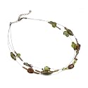 Glass Beads and Wire Green Multi-Strand Necklace "All Aboard Multi-Strand Necklace [Green/Brown]"