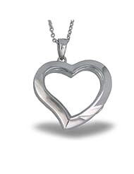 Sterling Silver Heart Glass Locket Sterling Silver 1 inch x 1 inch