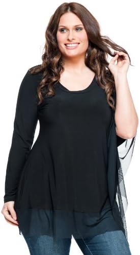 Artizan Plus Size Womens Robin Luxe Look Tunic Blouse Black Small/Medium