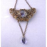 Undomiel Filigree Necklace Brass Vintage Artglass Jewelry Inspired by Tolkien's Lord of the Rings