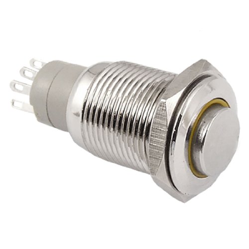 Angel Eye YELLOW Led Light 16mm 12V stainless Steel Momentary Push Button Switch