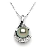Tahitian Black Pearl Necklace with Diamonds in 14K White Gold