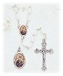 Mother of Pearl Rosary - Our Lady of Perpetual Help - 7mm Faux Mother of Pearl Beads - 18in. Chain - Center Piece with Matching Pendant - Gift Box Included - IMPORTED FROM ITALY