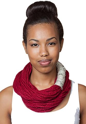 Handmade in the USA "Bora" Alpaca/Acrylic Scarf by Aria Handmade (Cranberry)
