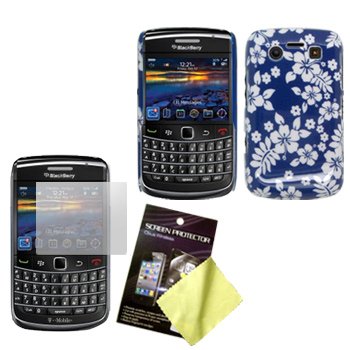 Hibiscus Flower Hard Case / Cover / Shell & LCD Screen Guard / Protector for RIM BlackBerry Bold 9700 / 9780
