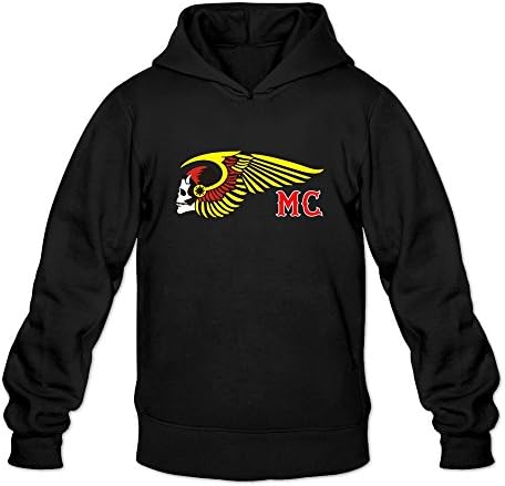IHoo Men Hells Angels Motorcycle Club Sweatshirt Hoody Black S